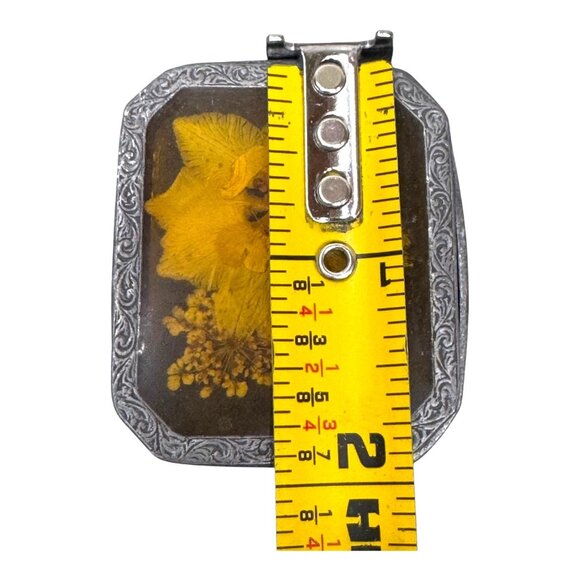 Vintage Floral Etched 2" Trinket Jewelry Ring Box Pressed Dried Flower Design - Picture 5 of 10